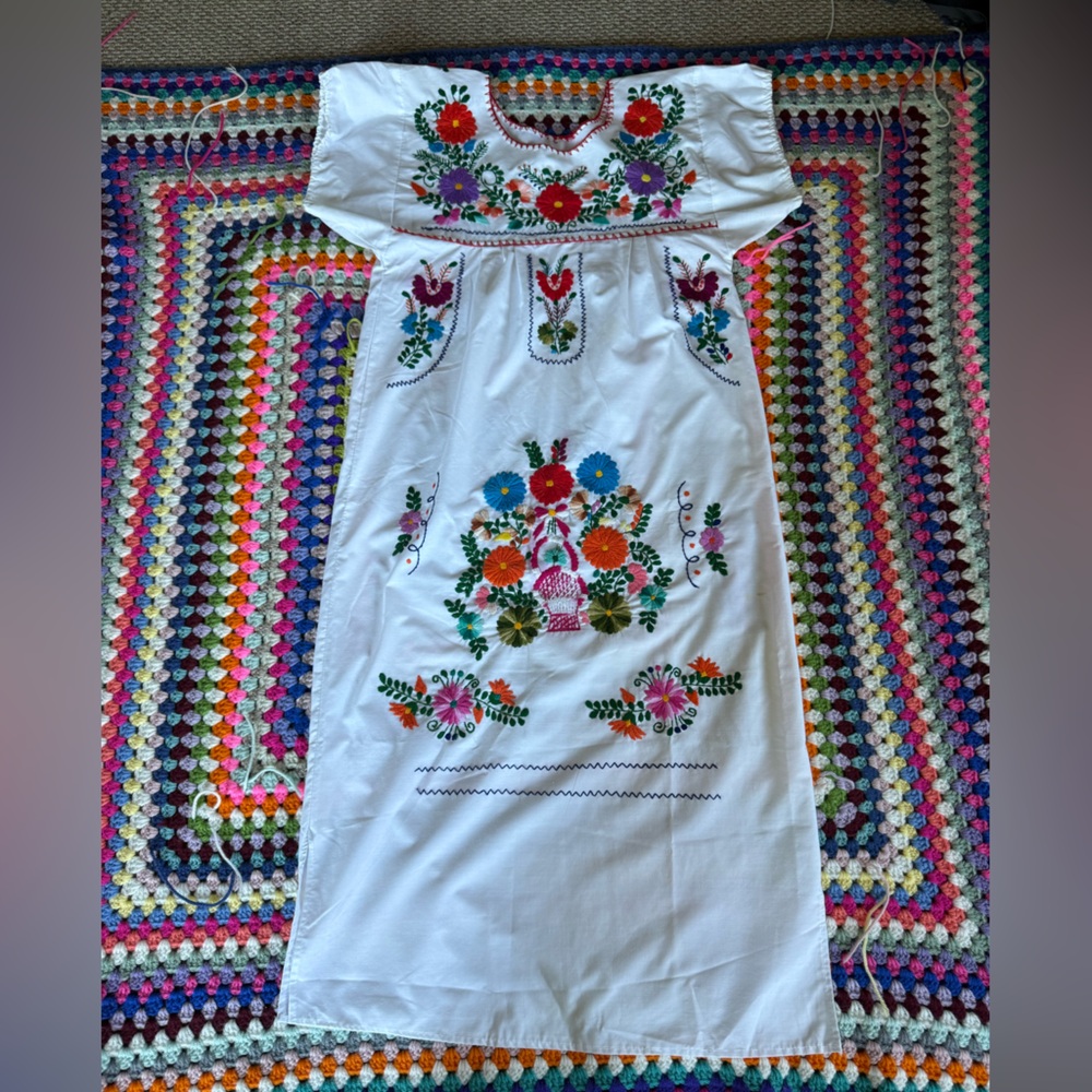 Embroidered Floral White Dress